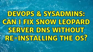 DevOps & SysAdmins: Can I fix Snow Leopard Server DNS without re-installing the OS? Profile