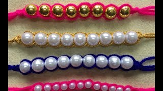 DIY Woollen Craft Idea | Bracelets With Pearls | Rakhi For Rakshabandan