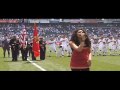 Jasmine V sings the National Anthem at the LA Galaxy Soccer Match