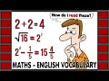 Maths symbols  equations  english vocabulary  maths vocabulary  math or maths  basic math