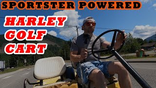 Harley Powered Golf Cart Goes For A Drive!