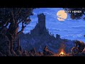 Lonely Traveler Under the Full Moon – Pixel Art Atmosphere