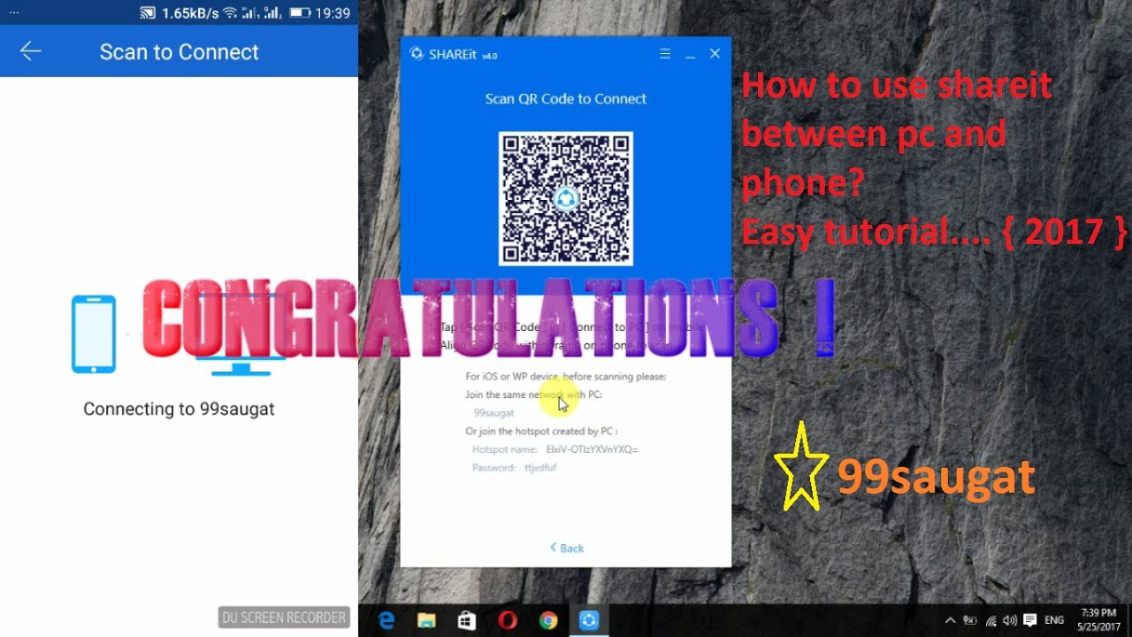 How to use shareit 4.0 and share files phone to pc via wifi ? 2017