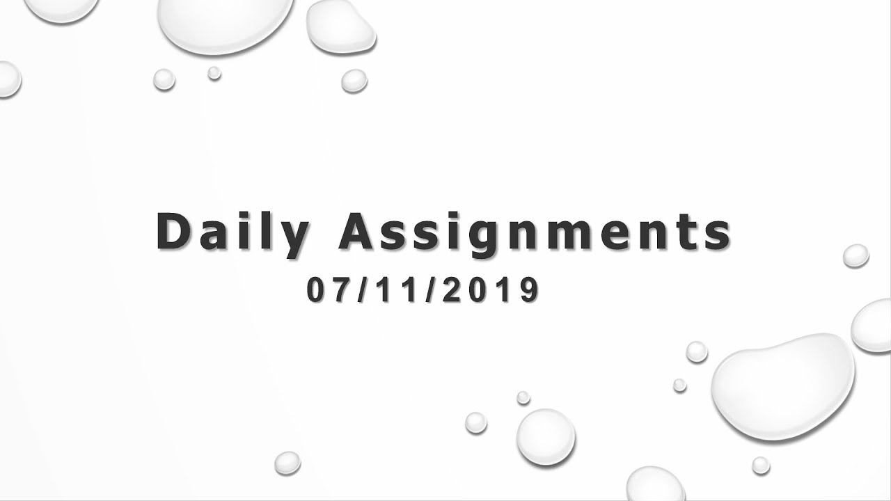 Daily Assignments - (07-11-2019)