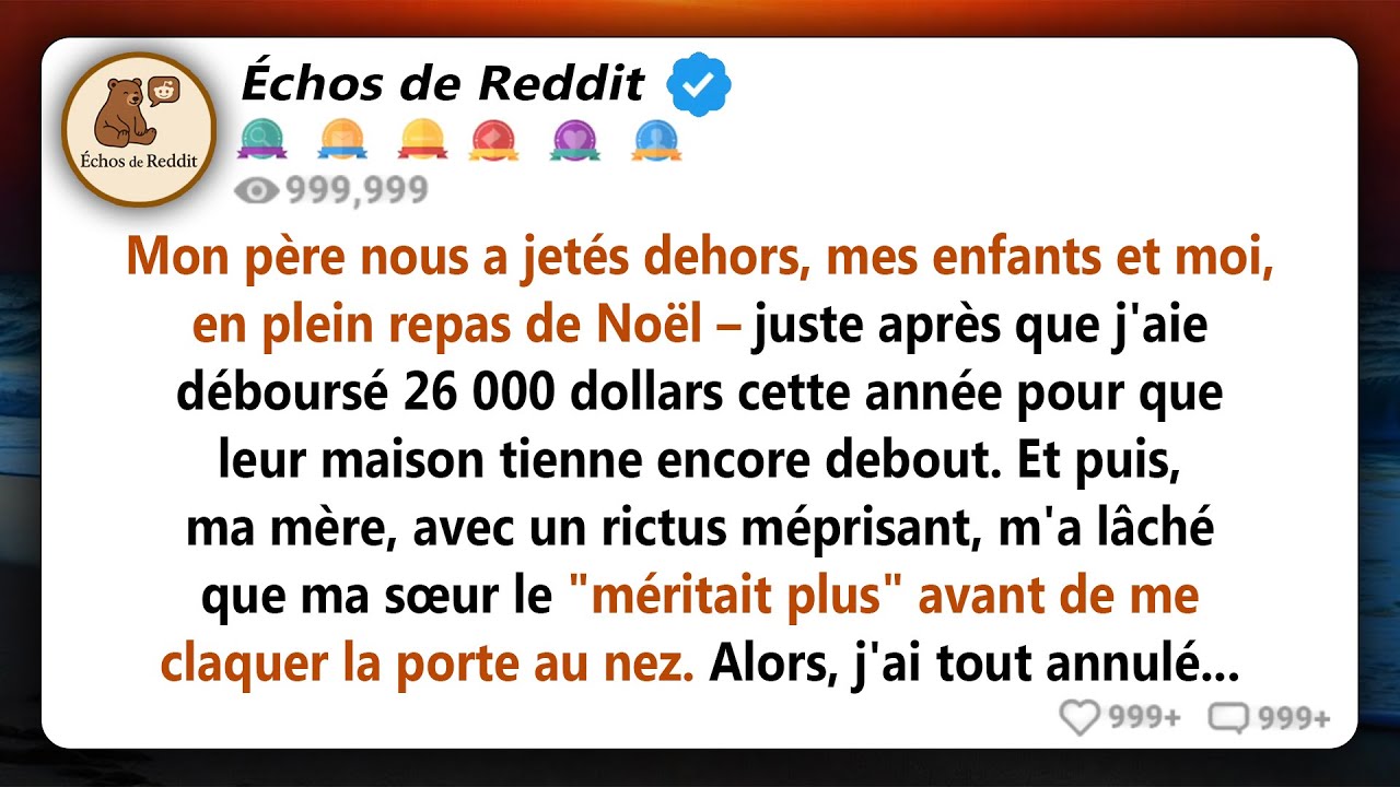Mes parents m'ont mis à la porte, moi et mes enfants, du dîner de Noël après que j'ai dépensé 26 000