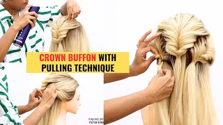 crown buffon with pulling technique by payal patel hairstylist || PYLPTEL || pylptel