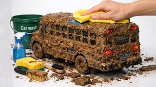 The surreal cleaning process of a 1:24 School Bus After Extreme Off-Road Adventure🔥