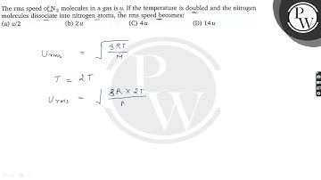 The rms speed of N_2 molecules in a gas is u. If the temperature is doubled and the nitrogen mole...