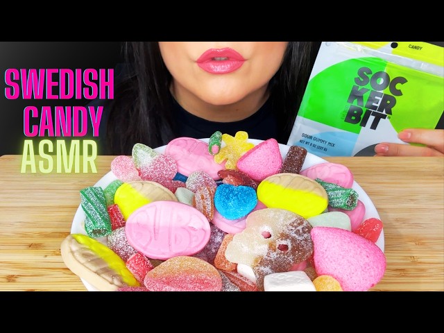 TRYING SWEDISH CANDY (SOCKERBIT) FOR THE FIRST TIME! ASMR MUKBANG | EATING SOUNDS