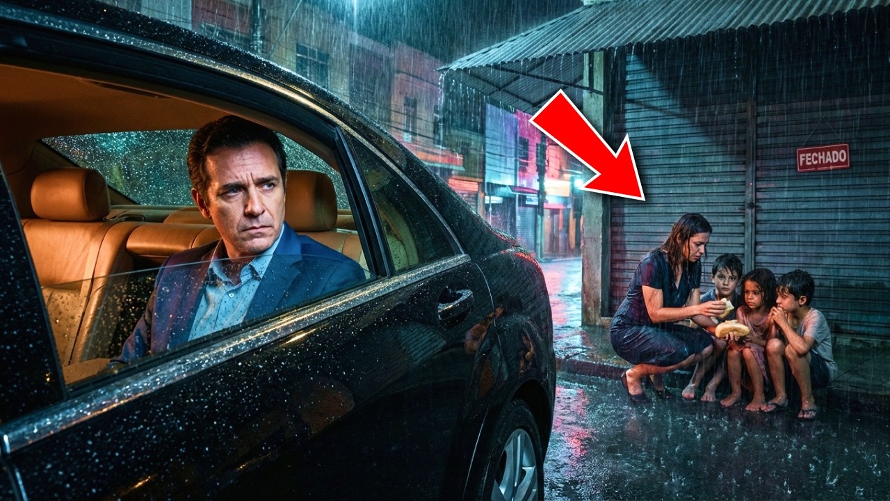 MILIONÁRIO VÊ UMA MÃE DIVIDINDO UM PÃO COM TRÊS FILHOS NA CHUVA... ENTÃO ELE TOMA UMA DECISÃO!