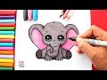 Aprende a dibujar un ELEFANTE KAWAII Bebé (Dumbo) | How to Draw a Cute Elephant