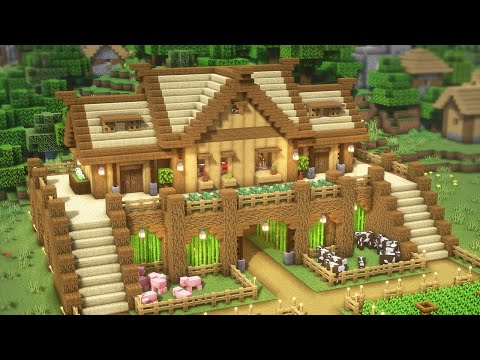 Minecraft: How To Build a Survival Farm Base(House Tutorial)(#27) | 마인크래프트 건축, 야생기지, 농장 집 짓기, 인테리어