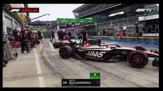 Nico Hülkenberg drives over his own tire during pitstop 2023 Austrian Grand Prix ￼￼