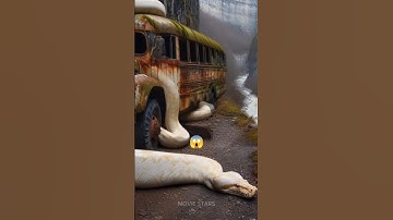 Rare discovery of python circling a bus in the Amazon forest #ai #python #jungle #rare