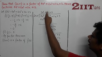 FACTORISATION Ex6 Bonus4 Class X ICSE | LONG DIVISION | IIT JEE Show that (2x + 1) is a factor