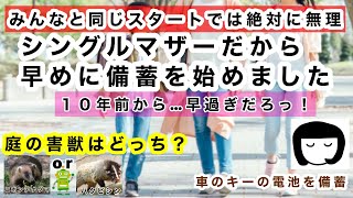 【食糧危機・備蓄】シングルマザーの私が早くから備蓄を始めた理由！みんなと同じスタートでは絶対に無理！庭の訪問害獣はどっち？車のメンテナンスも早がオススメ！などなど