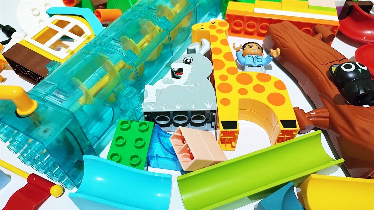 Satisfying Marble Run With Electric Elevator And Giraffe Rabbit - YouTube