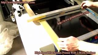 High Speed Flat Screen Printer With 2 Work-Stations