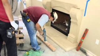 http://www.MantelDepot.com In this video, Mantel Depot shows you how to install a cast stone fireplace mantel over a prefab (metal) 