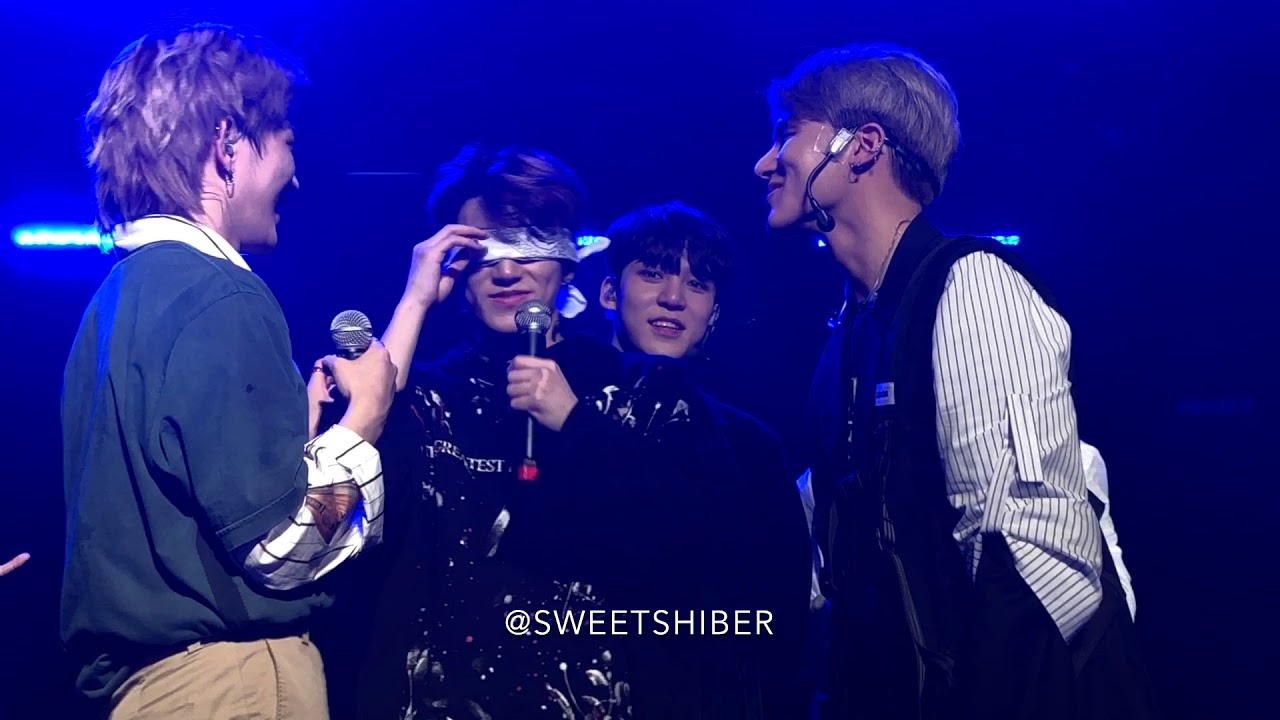 ATEEZ (에이티즈) - San blindfolded try to guess who is the member #AskATEEZinMILAN 14/04/2019