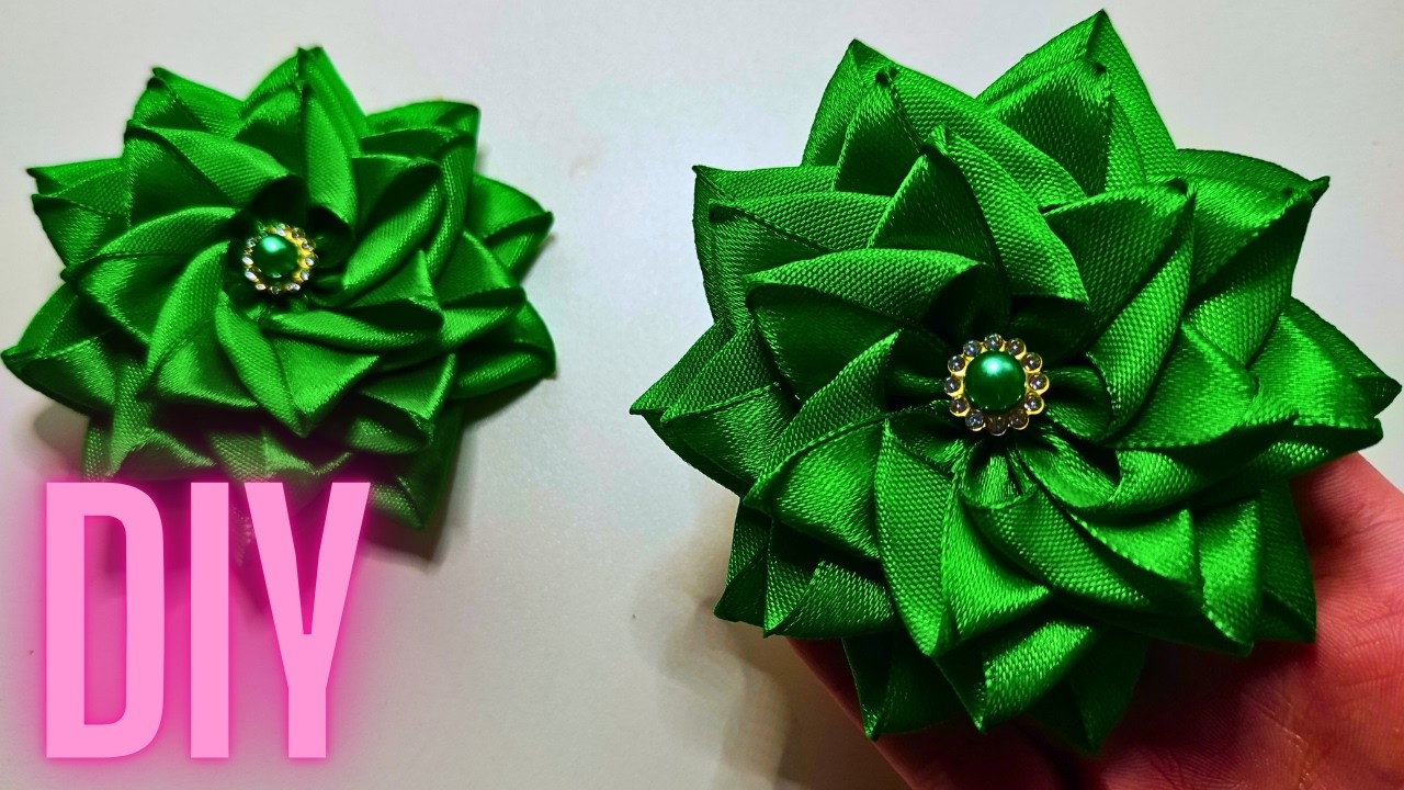 🤩 Very easy! 🎀 Kanzashi bows made from 2.5 cm satin ribbon — DIY