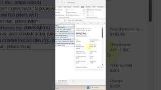 Excel Trick 42 - Get LIVE Stock Data in MS Excel Using Stocks Datatype #shorts