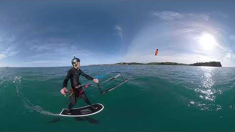 Kite Foiling Downloop Gybe Transition without Stance Change - 360° Video