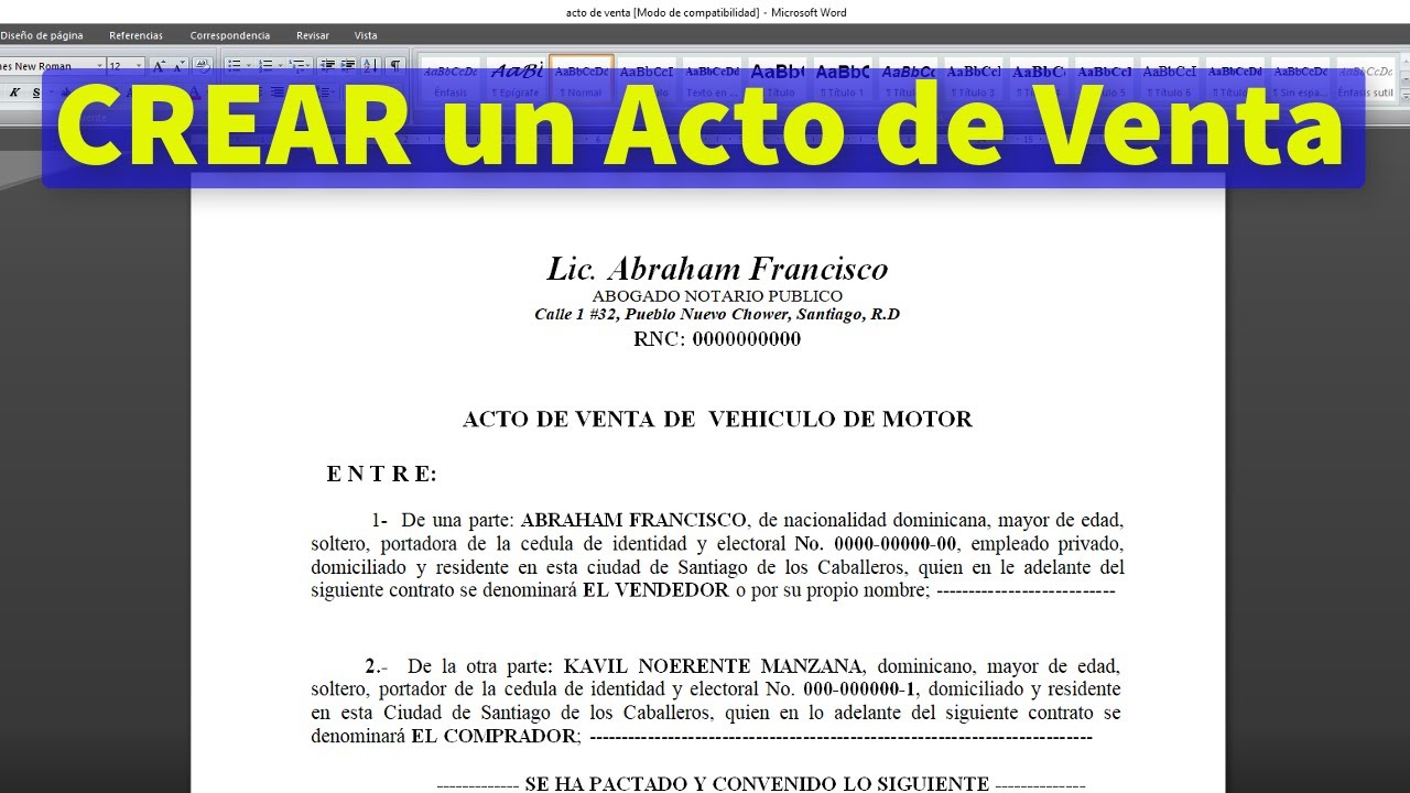 Forma CORRECTA de Crear un Acto de Venta - Como Redactar un Acto de