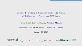Lecture 47: MINLO heuristics in Couenne and FICO Xpress, by Pietro Belotti.