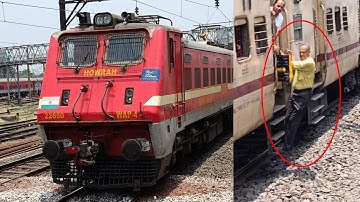 Indian Railway Highspeed Superfast Express Train Crossing Howrah katwa Emu Local Train