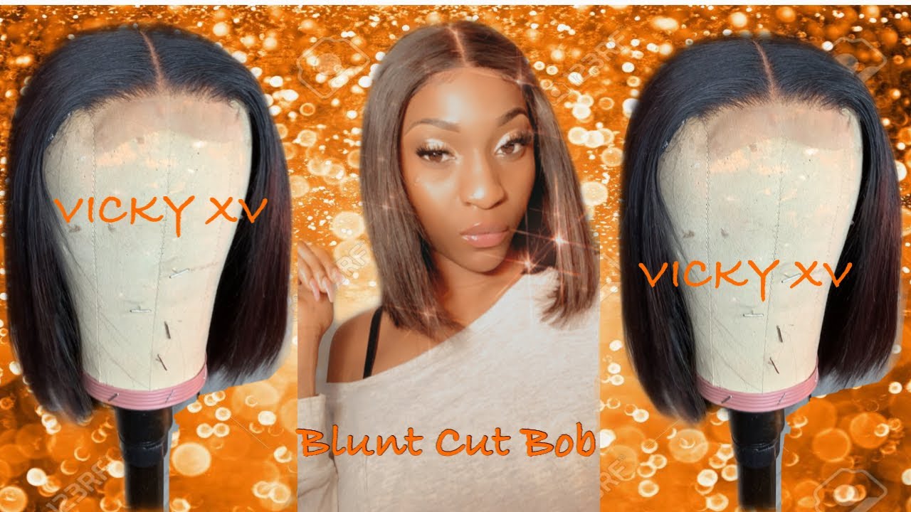 HOW TO BLUNT CUT BOB CLOSURE WIG QUICK WIGHOT GLUE GUN METHODDIY