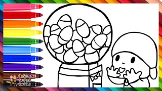 Disegnare E Colorare Pocoyó Con Un Distributore Automatico Di Giocattoli 👶🧸 Disegni Per Bambini