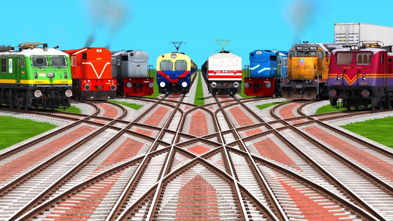All Indian Rails Trains Crossing Crazy Bumpy Railroad Tracks Risky Railroad Tracks | train sim 2026