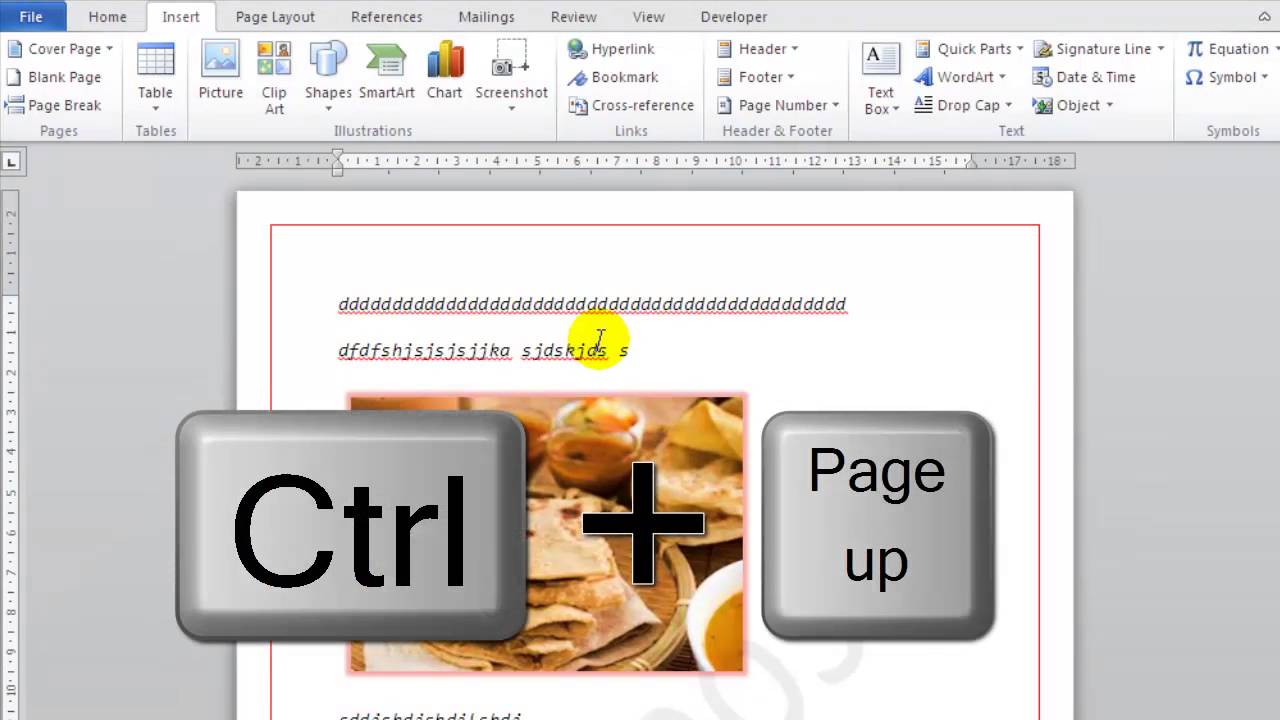 shortcut key to go to next page in word
