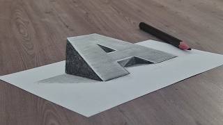 3d drawing easy A letter on paper