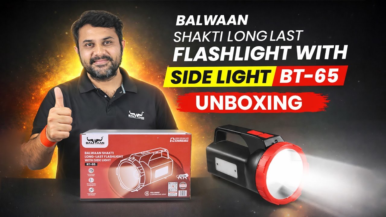 Balwaan BT-65 Flashlight Unboxing & Review | Super Bright Torch with Side Light