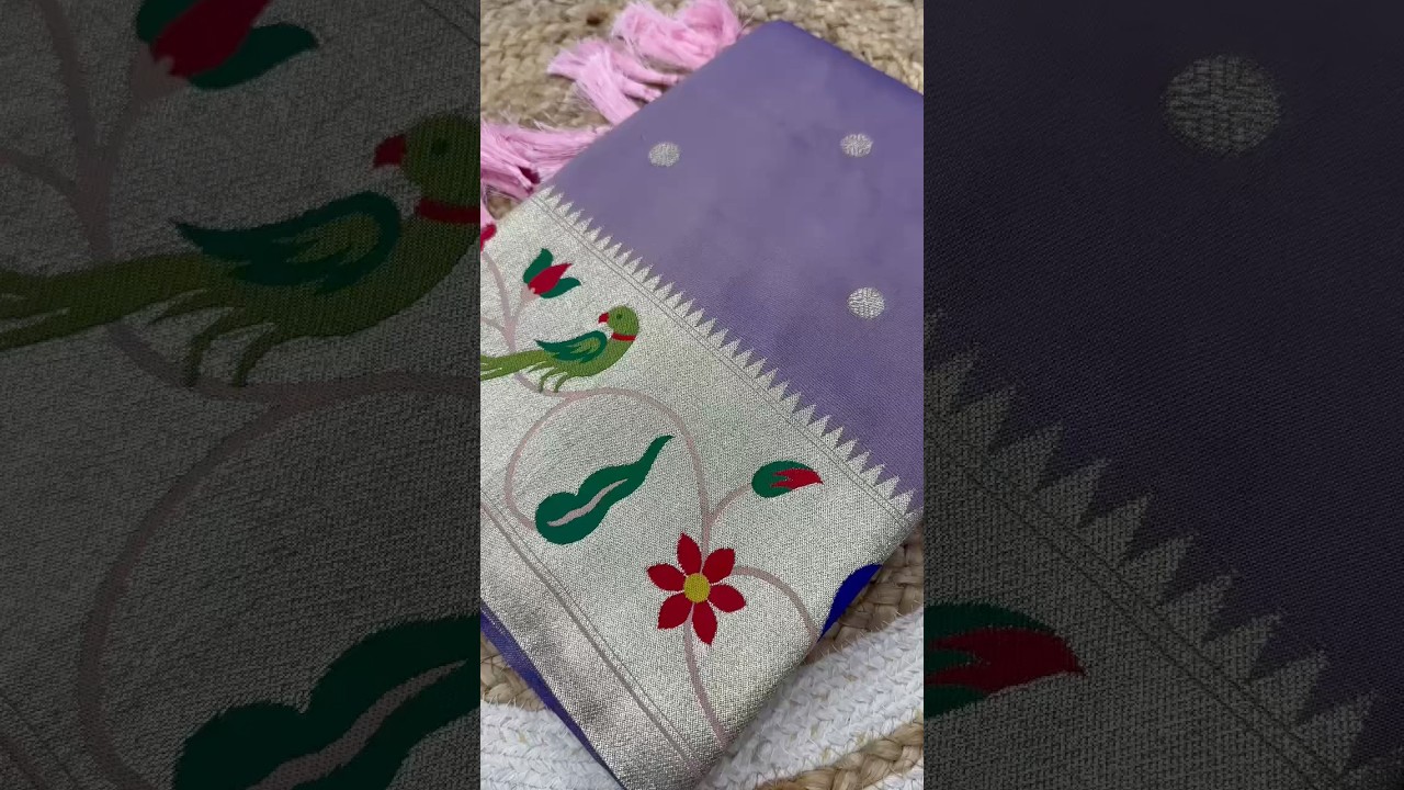 Lotus Paithani Silk Meenakari Swan Border Saree