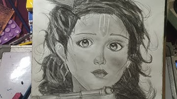 Shree Krishna Drawing, How To Draw Lord Krishna With Grid Method, Step By Step 