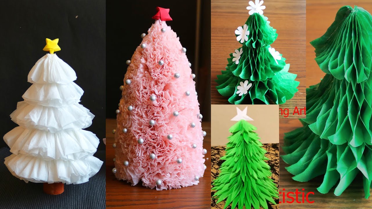 4 Beautiful Paper Christmas Trees 🎄🎄- DIY Christmas tree - Paper Craft - Home Decor