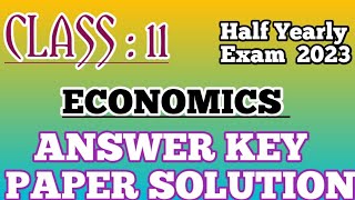 Class 11 Economics Answer Key September 2023|Class 11th Economics Paper Solution Sept. Exam 2023|