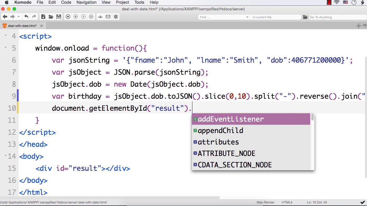 Json Datetime Example