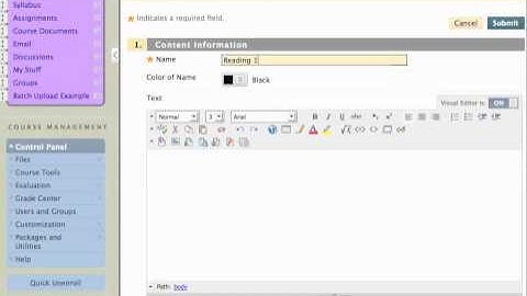 Blackboard 9: Add Item