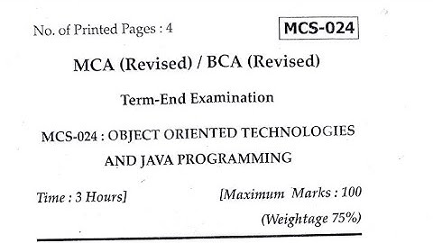 IGNOU BCA (MCS-24) Jun/September-2020 Question Paper||OOT & Java Programming||.