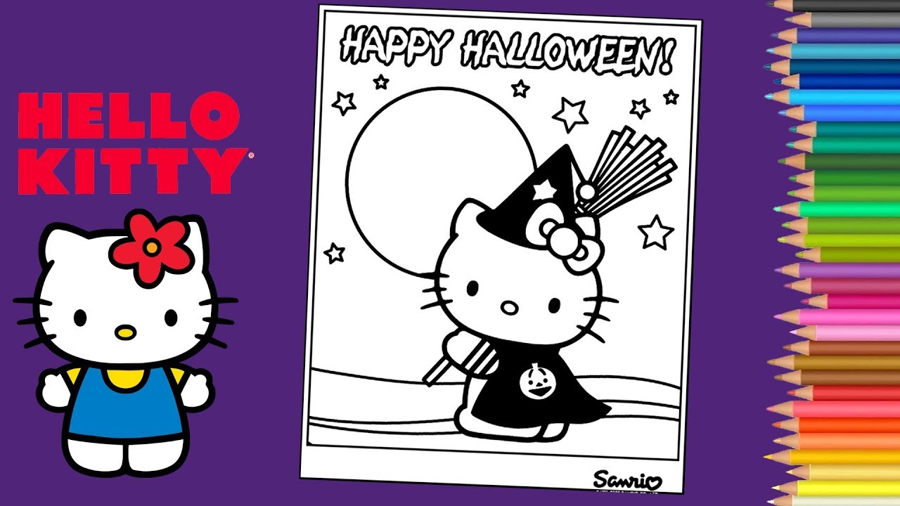 Hello Kitty Halloween Coloring Book Page - Coloriage hello ...