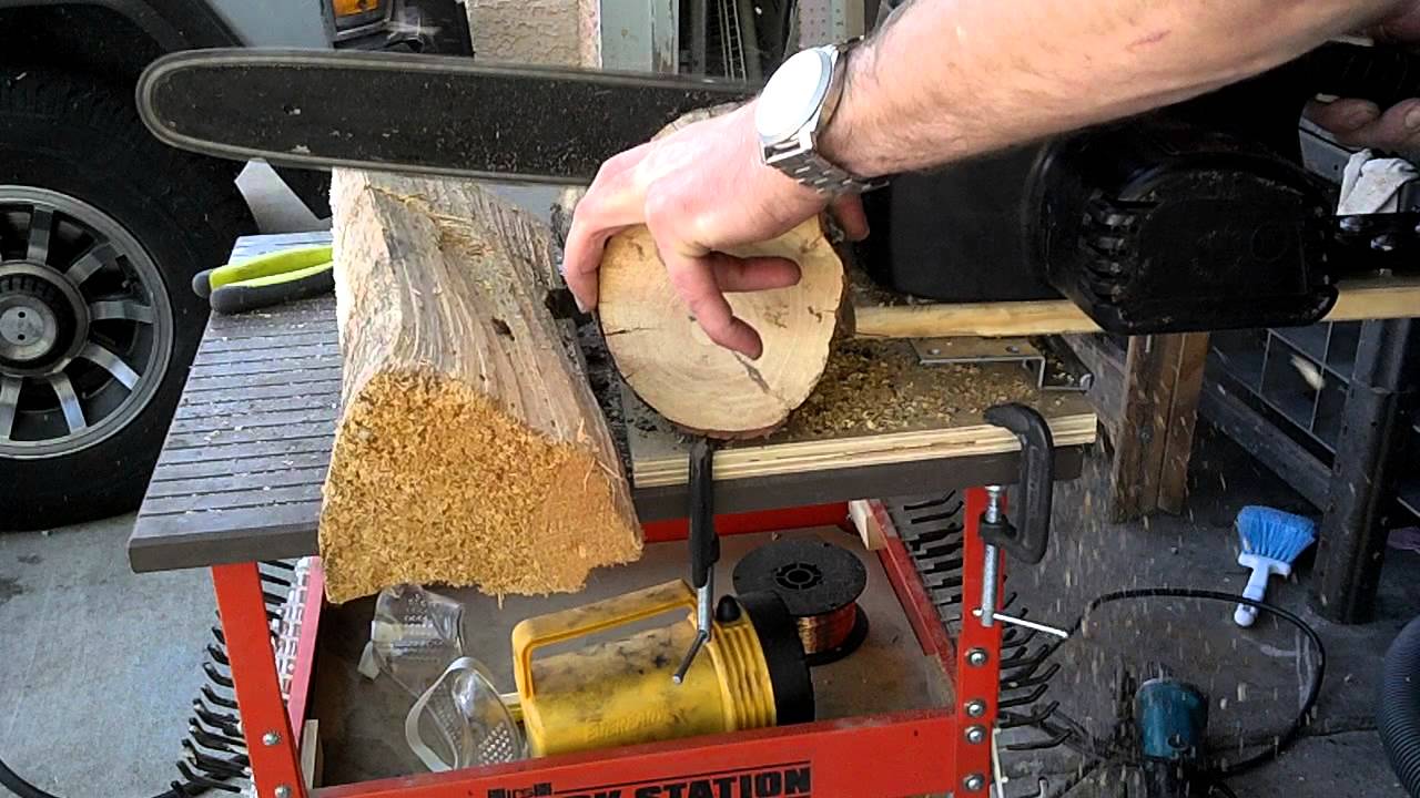 Chainsaw chop saw homemade - YouTube