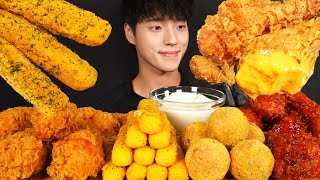 Asmr Mukbang Fried Chicken & Cheese Sticks & Cheese Balls & Sweet And Y Seasoned Chicken
