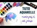 Tuto aquarelle  ciel galaxie et montagnes