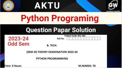 AKTU 2023-24 Python Solution I Python Question Paper 2023-24 Odd Sem