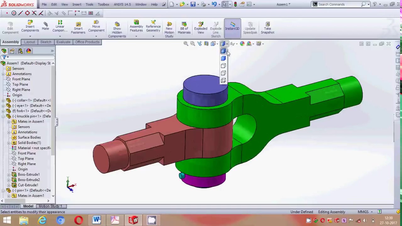 knuckle joint assembly solidworks download