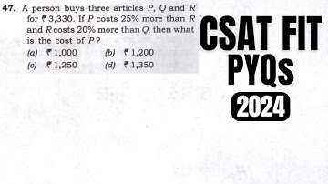 CSAT FIT PYQs || A person buys three articles P, Q and R for ₹3,330.
